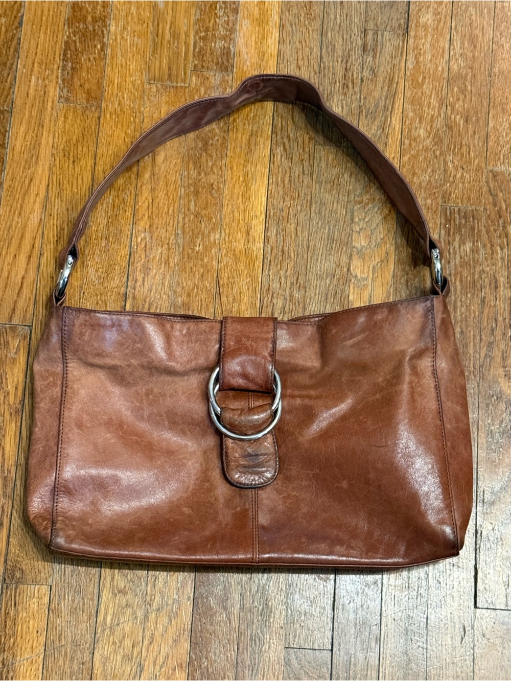 Y2K HOBO International Brown Leather Shoulder Bag
